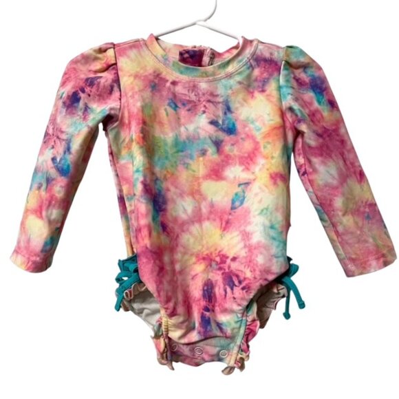 Posh Peanut Joplin Long Sleeve Ruffled Rash Guard Swimsuit 18-24 Months - Picture 1 of 16